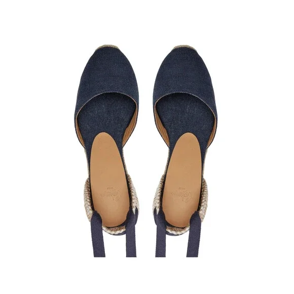 Castaner Carina Sandals Women 7.5 Blue Ankle Strap Wedge Heel Espadrille GAL2071 - Picture 4 of 10